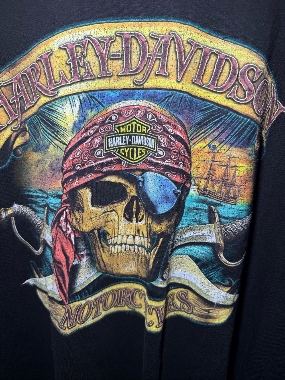 Harley-Davidson Black Tee with Multicolor Florida Map Graphic